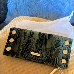 HAMMIT WOMENS WALLET NWT vintage look Spanish green leather atelier brushed gold